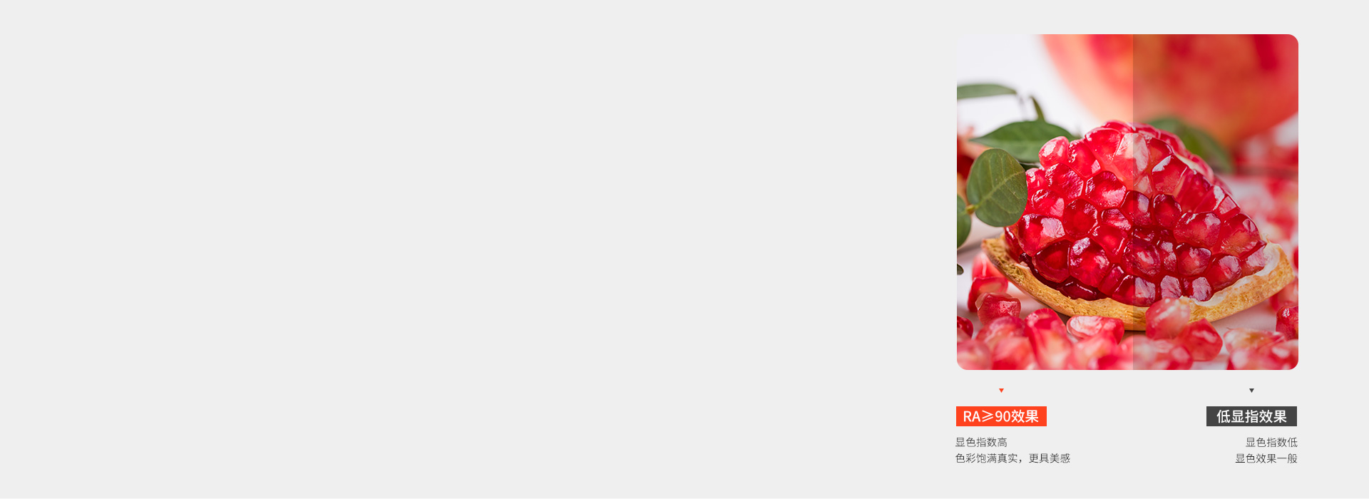 Ra≥90高顯指，還原事物本真顏色
 光...