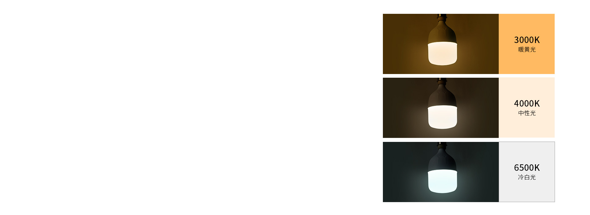 三種光色產(chǎn)品可選
 明亮的冷白光，溫馨的...