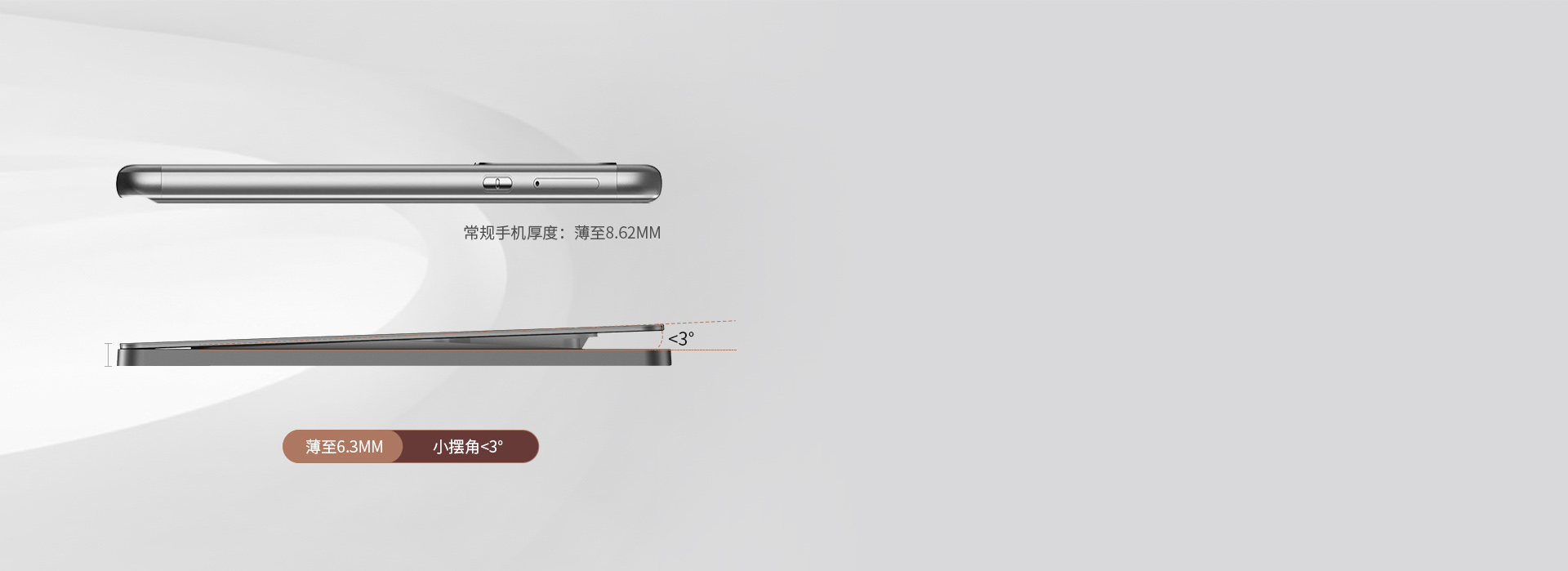 薄至6.3mm，比手機還薄
 6.3mm...