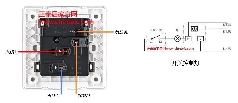 插座接線圖-帶開(kāi)關(guān)五孔插座