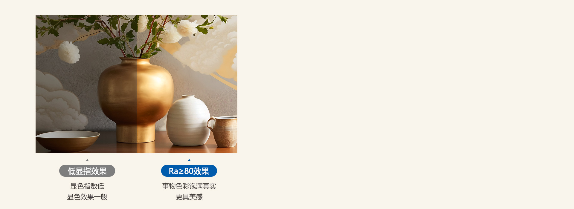 看見本真之美
 顯色指數Ra≥80，光線...